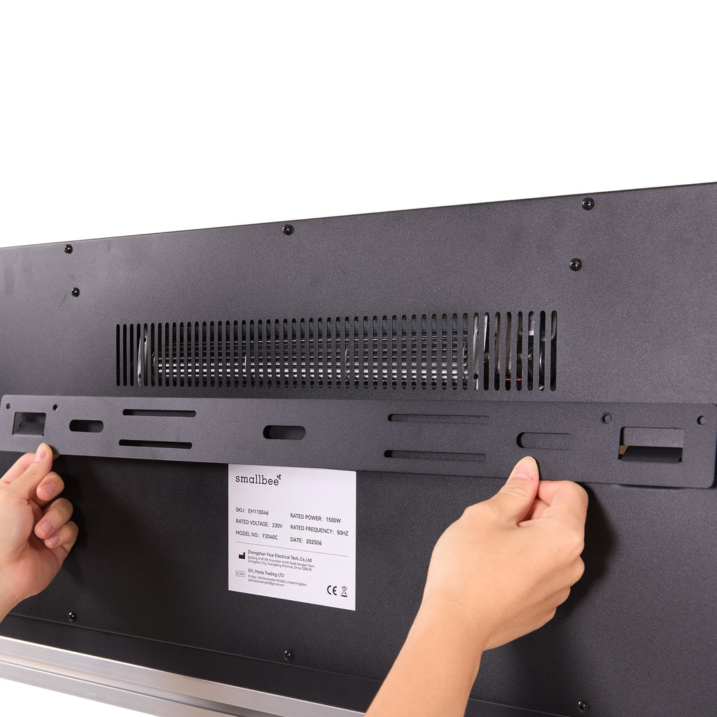 40/50/60inch Black Wall Mounted & Recessed Electric Fireplace with Adjustable Flame & Brightness