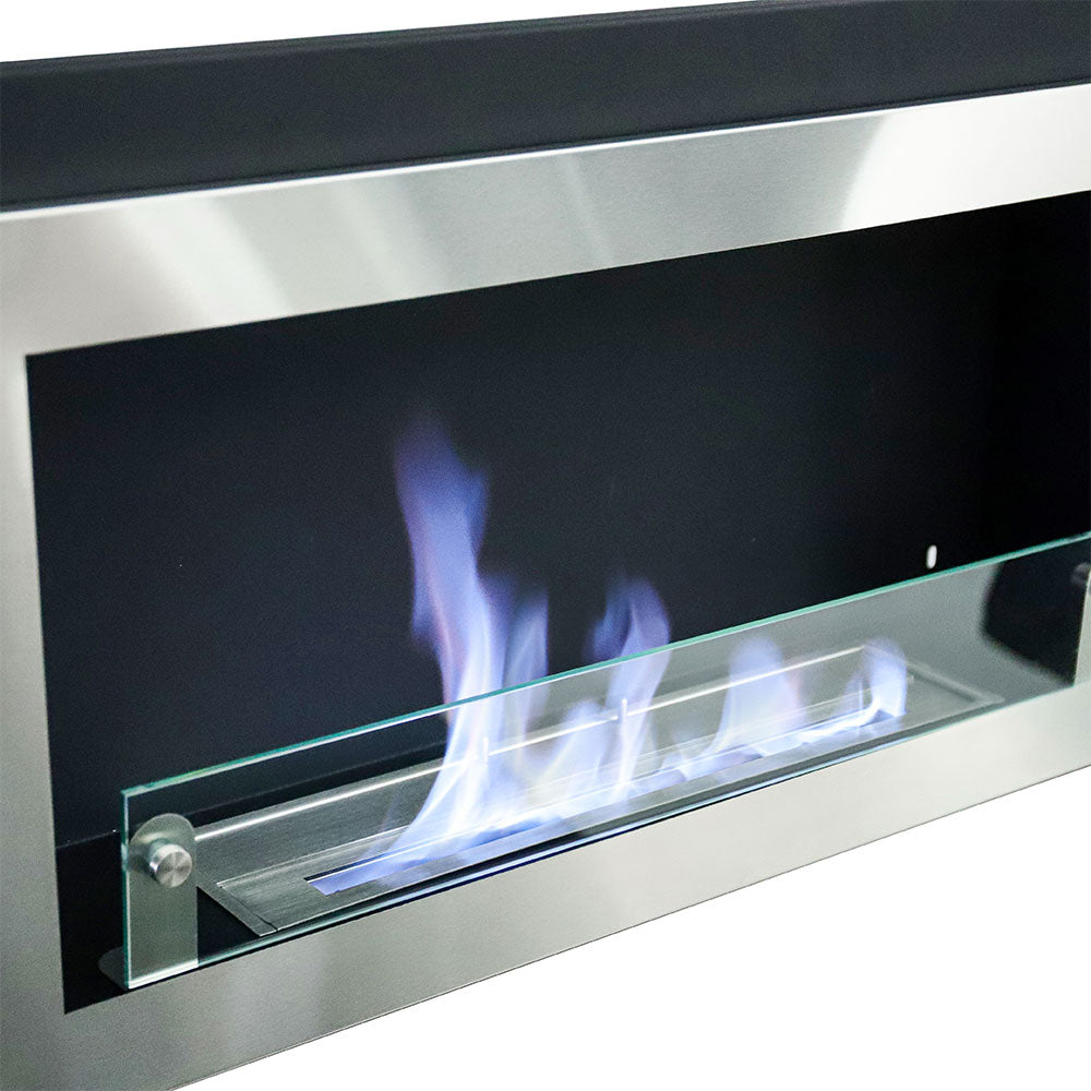 45inch Bio Ethanol Built in Recessed Wall Mount  Fireplace Silver