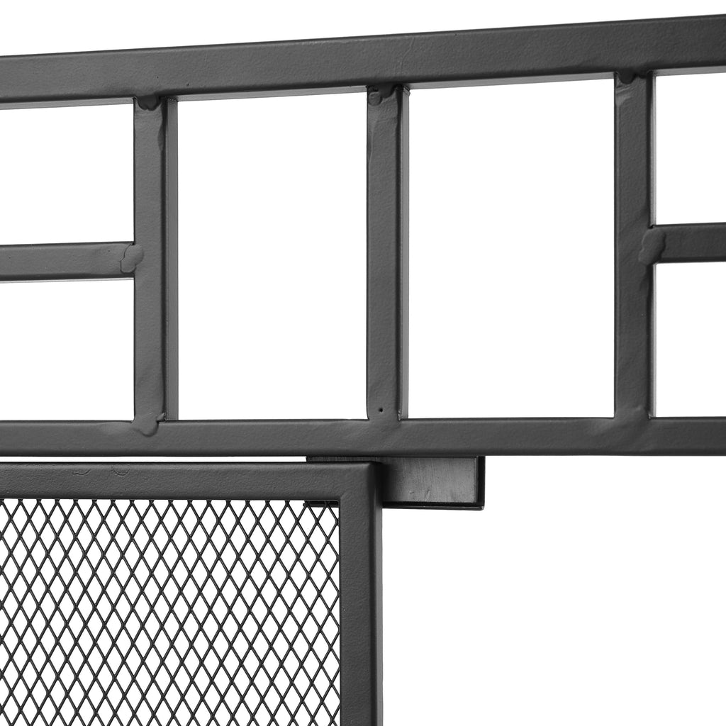 Iron Fireplace Screen with 4-Piece Tool Set Black Powder Coated – 122x1.3x80cm