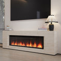 40/50/60inch Black Wall Mounted & Recessed Electric Fireplace with Adjustable Flame & Brightness