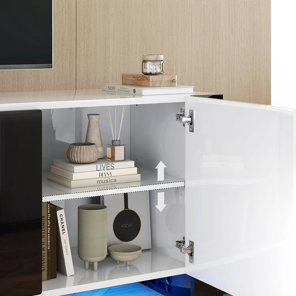 70inch W Wooden TV stand with Electric Fireplace and Storage