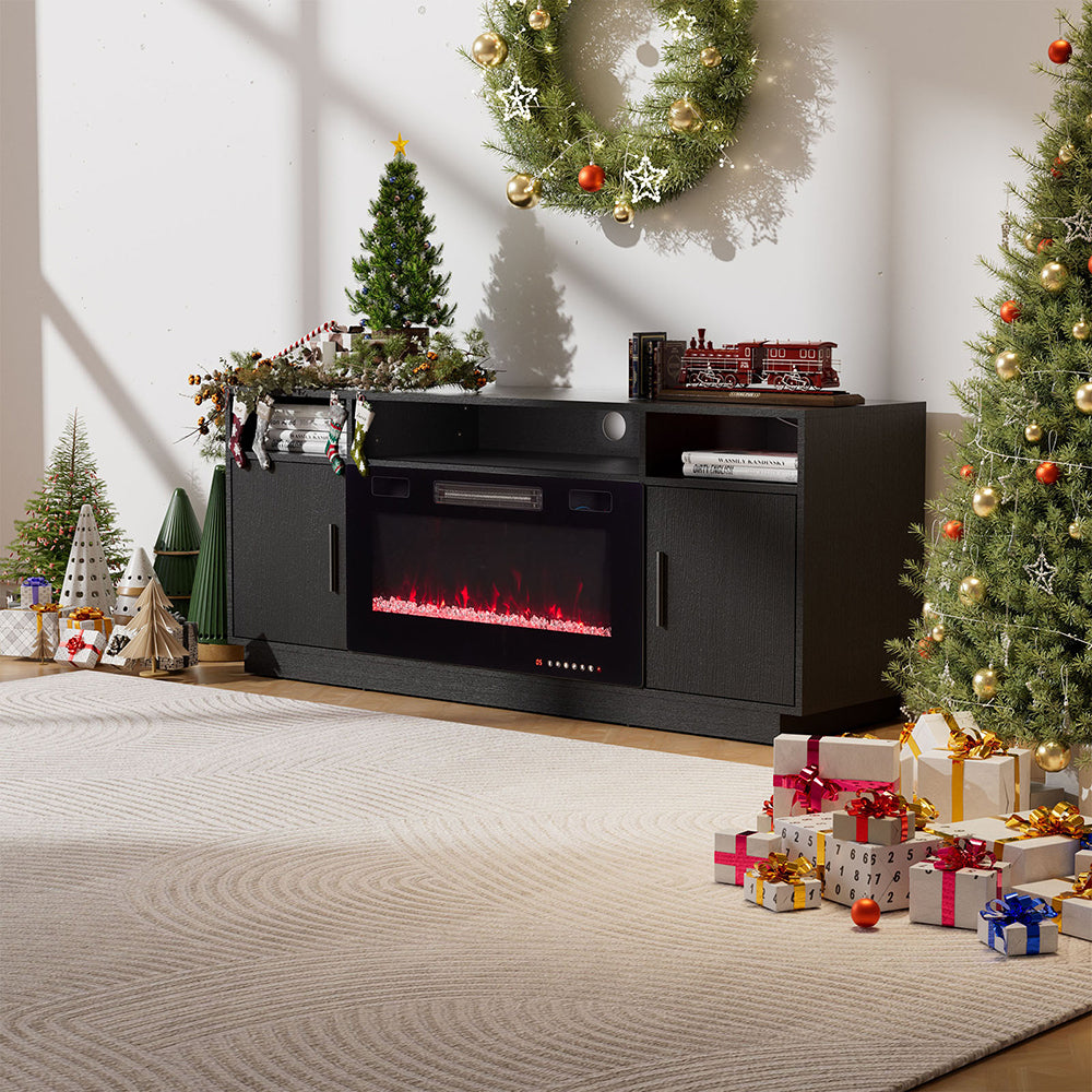 30Inch Electric Fireplace with TV Stand | Large Media Cabinet with 24 Colour Options