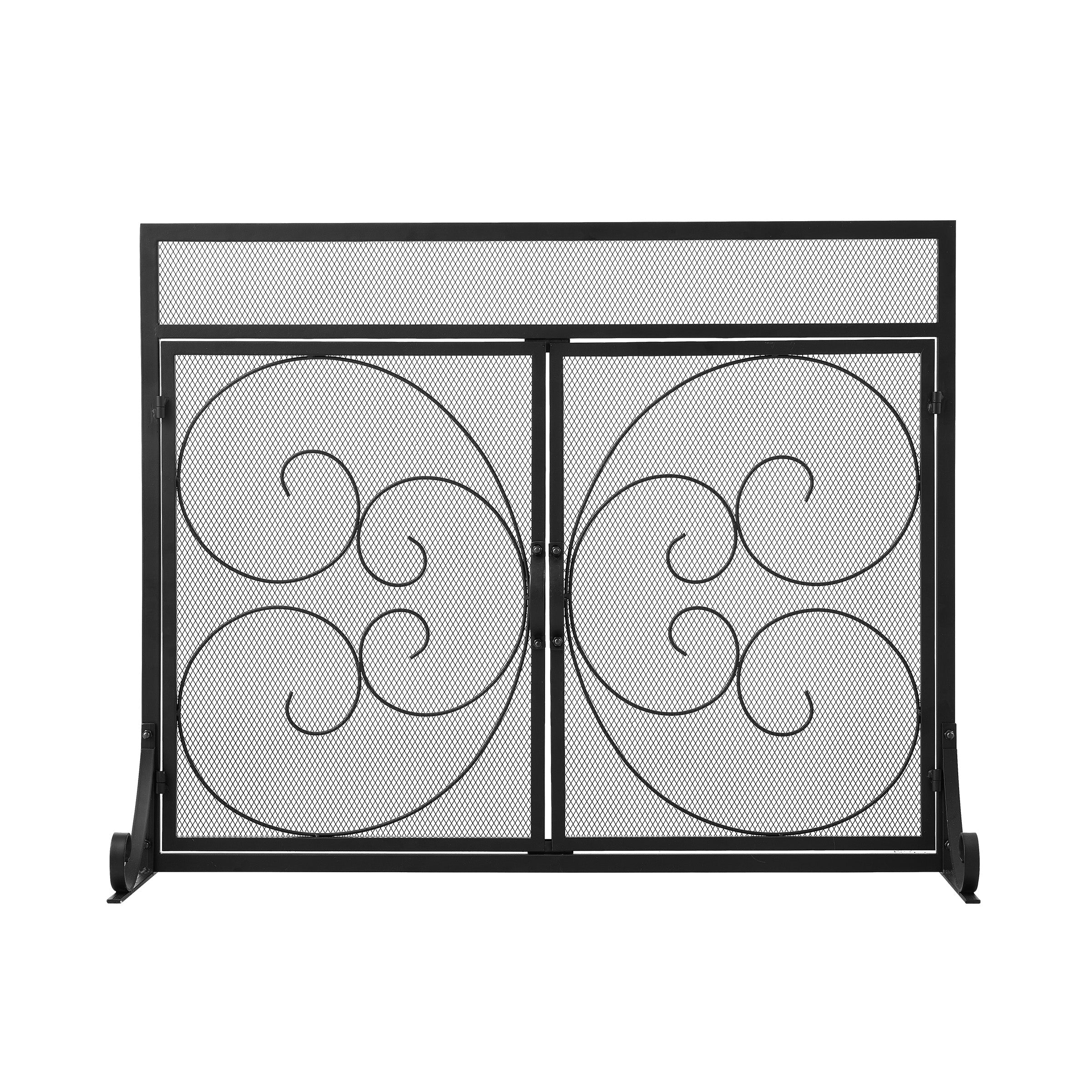 Iron Fireplace Screen Black Powder Coated – 89x25x71.5cm