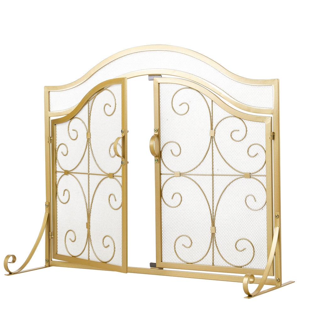 Iron Fireplace Screen Gold Powder Coated – 90x32x78.8cm