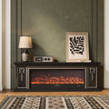 Black Gold Trim TV Cabinet Electric Fireplace with WiFi, APP & Flame Sound