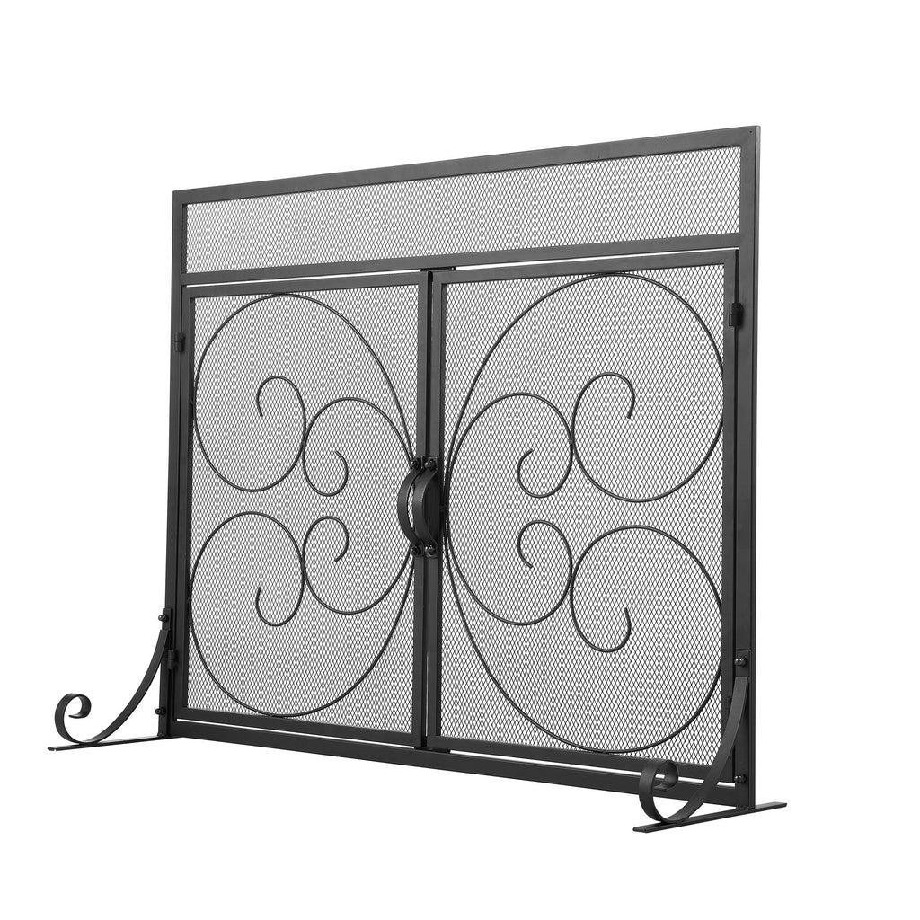Iron Fireplace Screen Black Powder Coated – 89x25x71.5cm