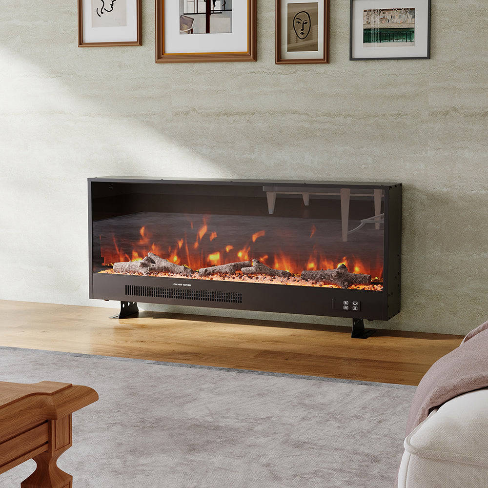 33/46/58inch WiFi Electric Fireplace with LED Display, Realistic Flame Effect & App Control