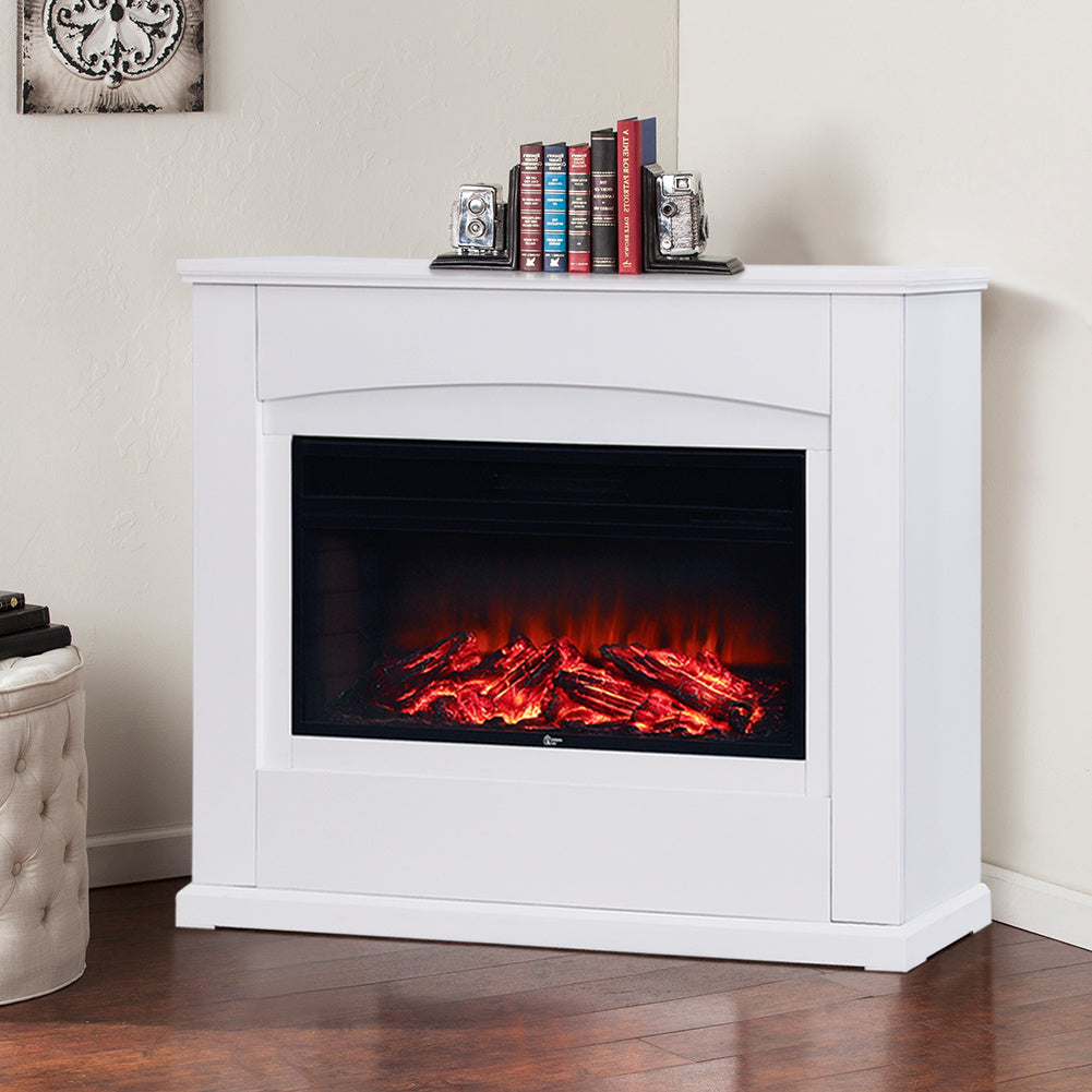 48 Inch Freestanding Electric Fireplace Suite with Wooden Mantel