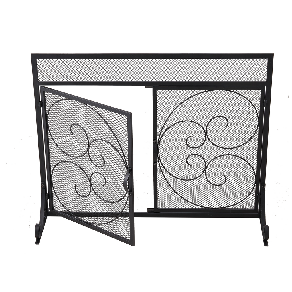 Iron Fireplace Screen Black Powder Coated – 89x25x71.5cm