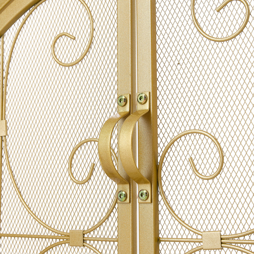 Iron Fireplace Screen Gold Powder Coated – 90x32x78.8cm