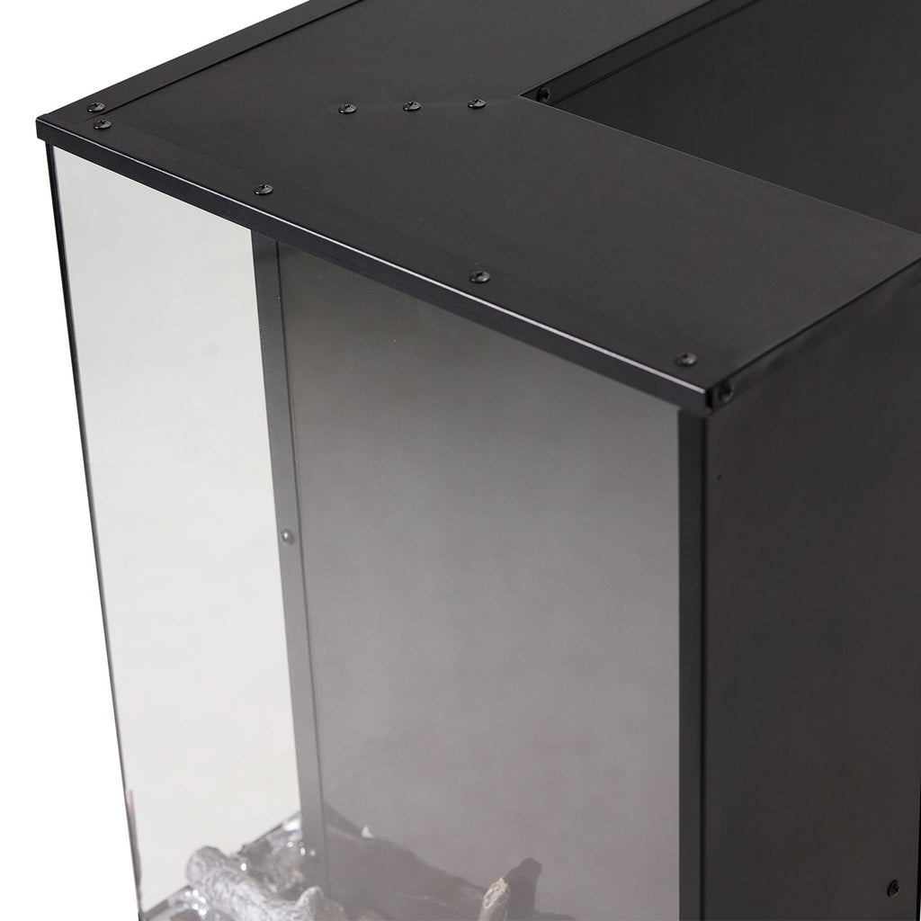 46/60inch L-Shaped Electric Fireplace – WiFi Control, LED Display, Resin Logs & Crystal Stones with Heating