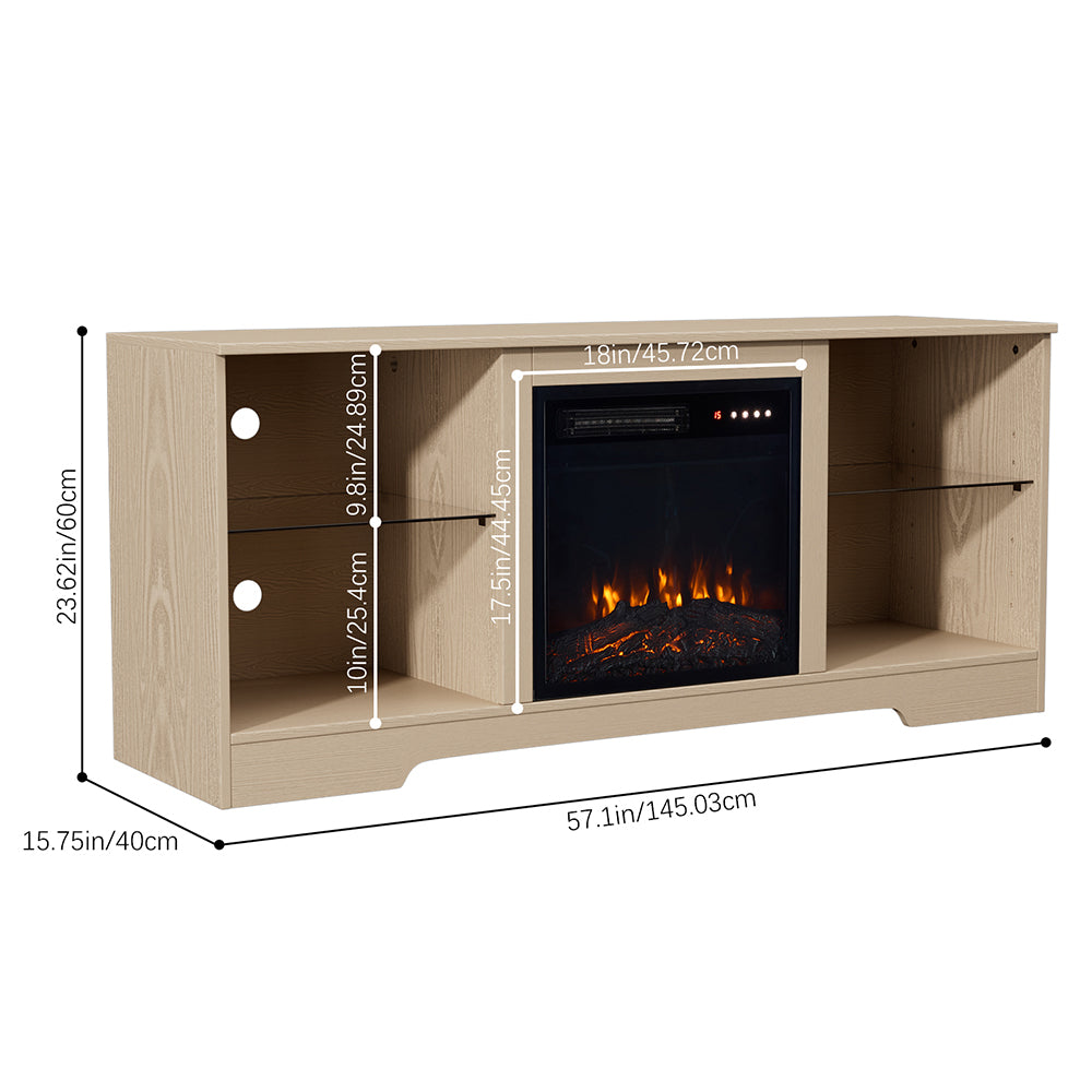 Fireplace Cabinet with 18inch Electric Fire | Touchscreen-enabled, remote-controlled, timer-operated