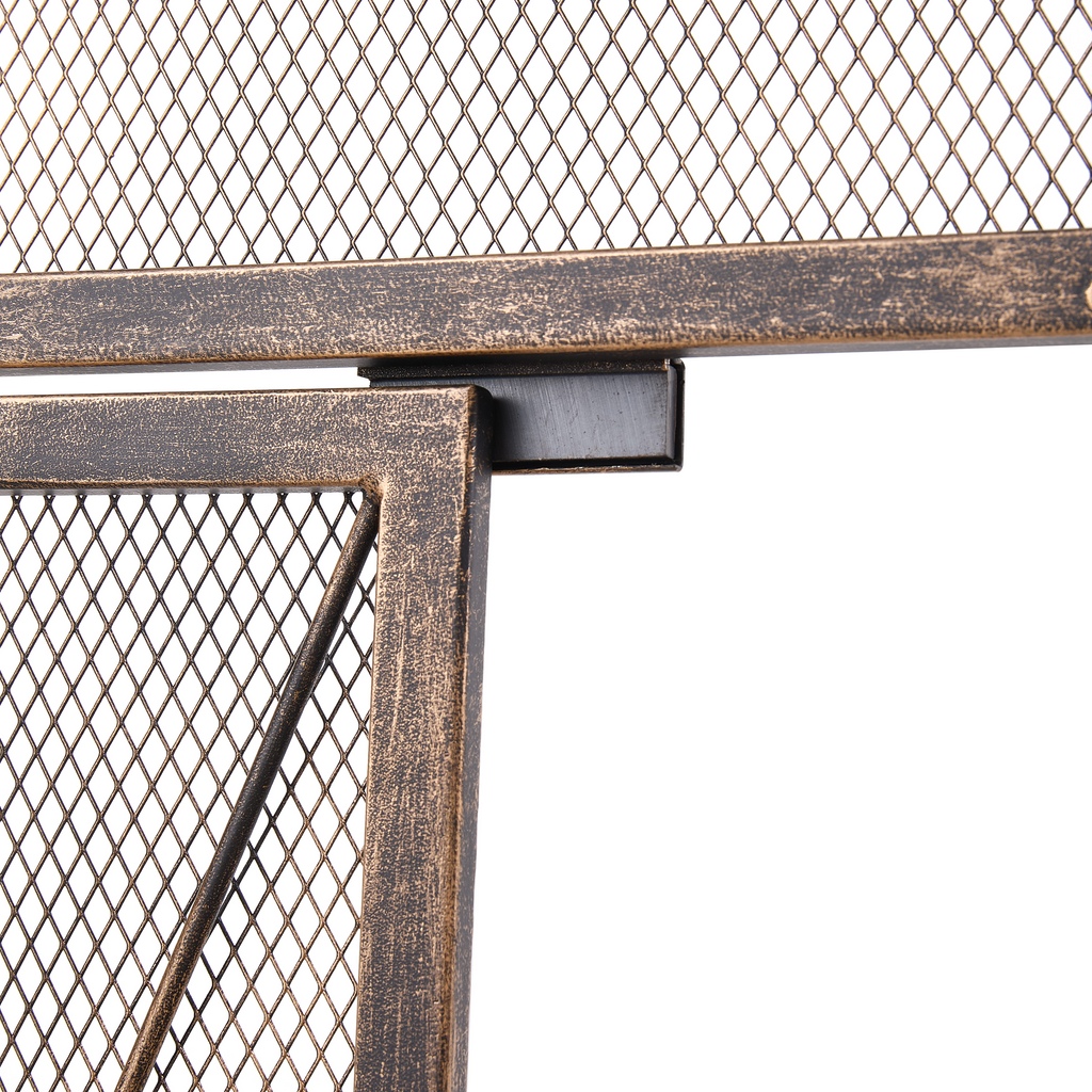 Triple-Fold Iron Fireplace Screen Antique Copper Powder Coated – 127x13x81cm