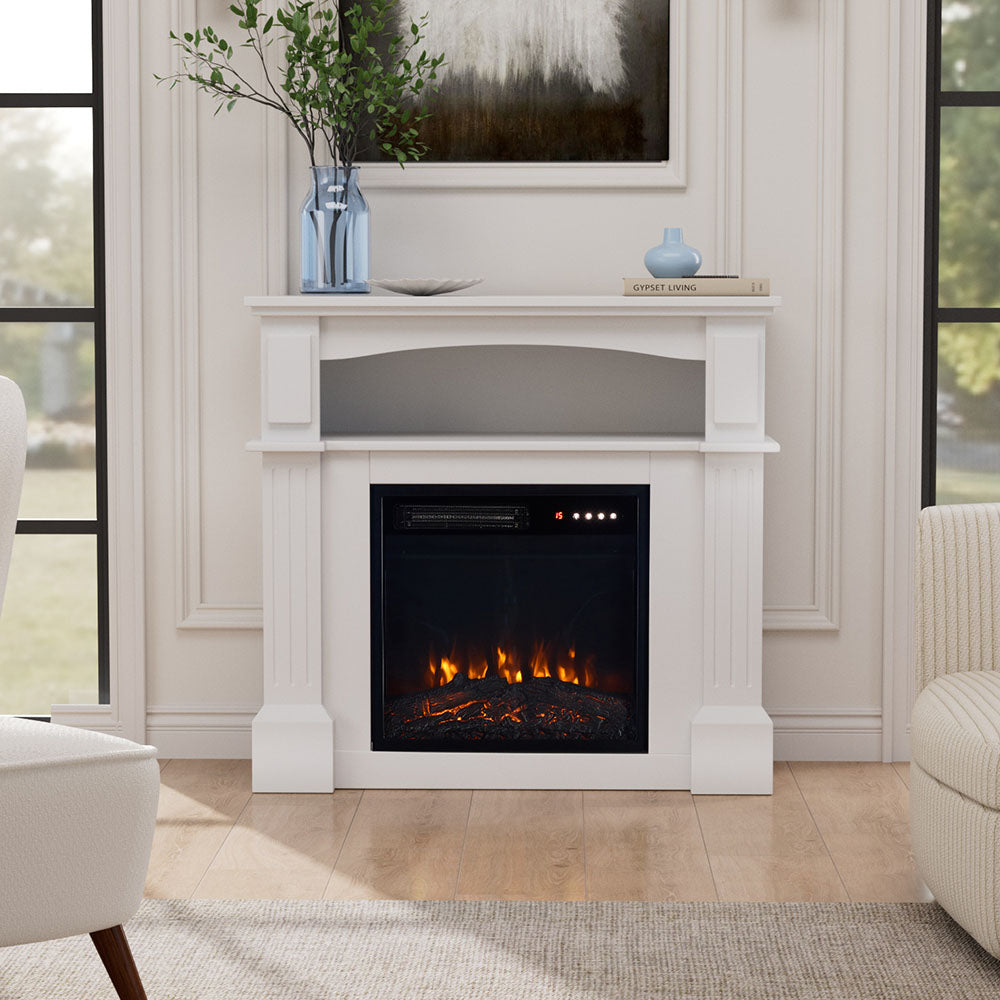 Fireplace Cabinet with 18inch Electric Fire | Touchscreen-enabled, remote-controlled, timer-operated
