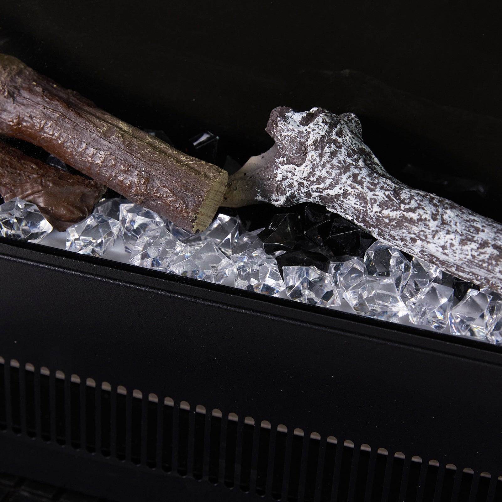 46/60inch L-Shaped Electric Fireplace – WiFi Control, LED Display, Resin Logs & Crystal Stones with Heating