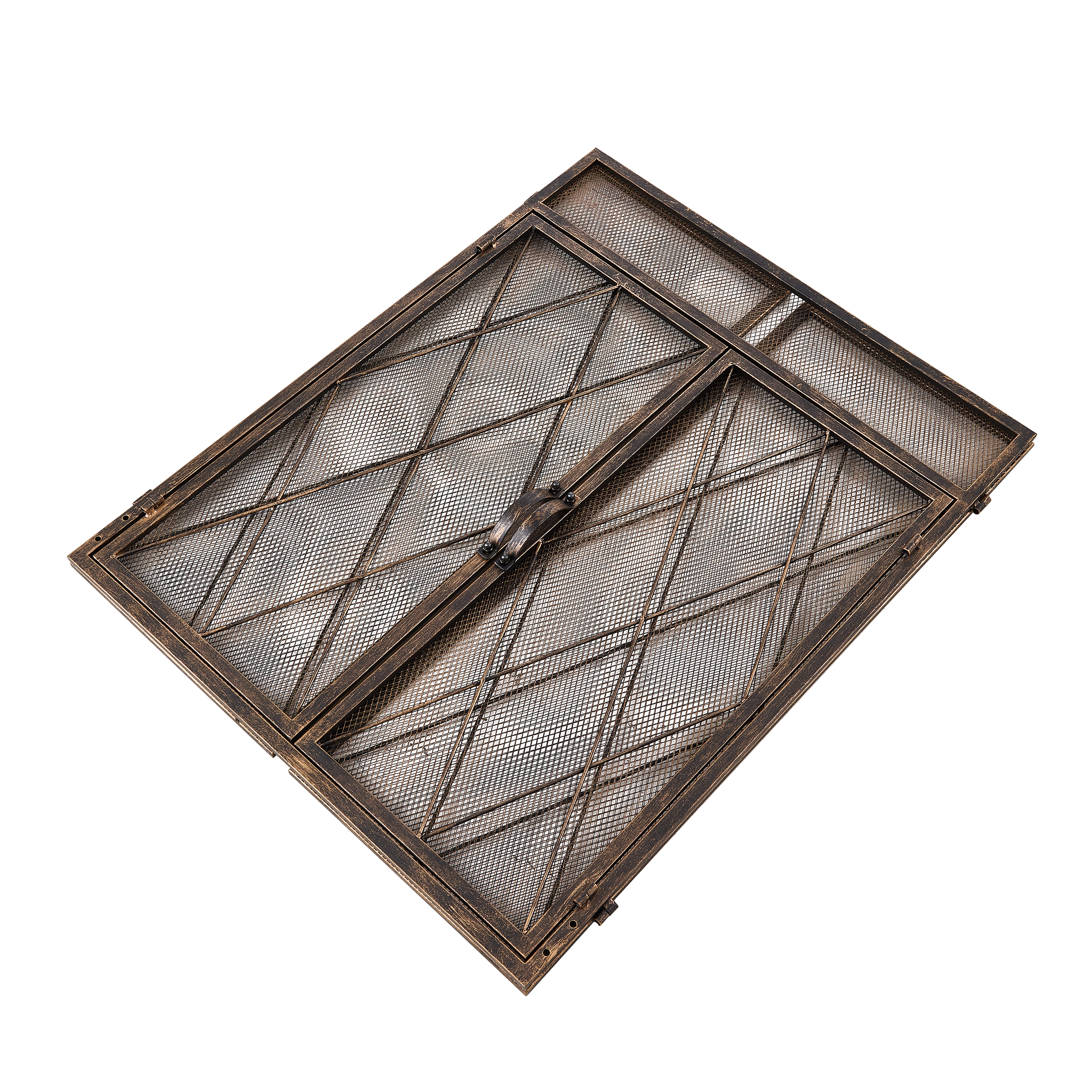 Triple-Fold Iron Fireplace Screen Antique Copper Powder Coated – 127x13x81cm