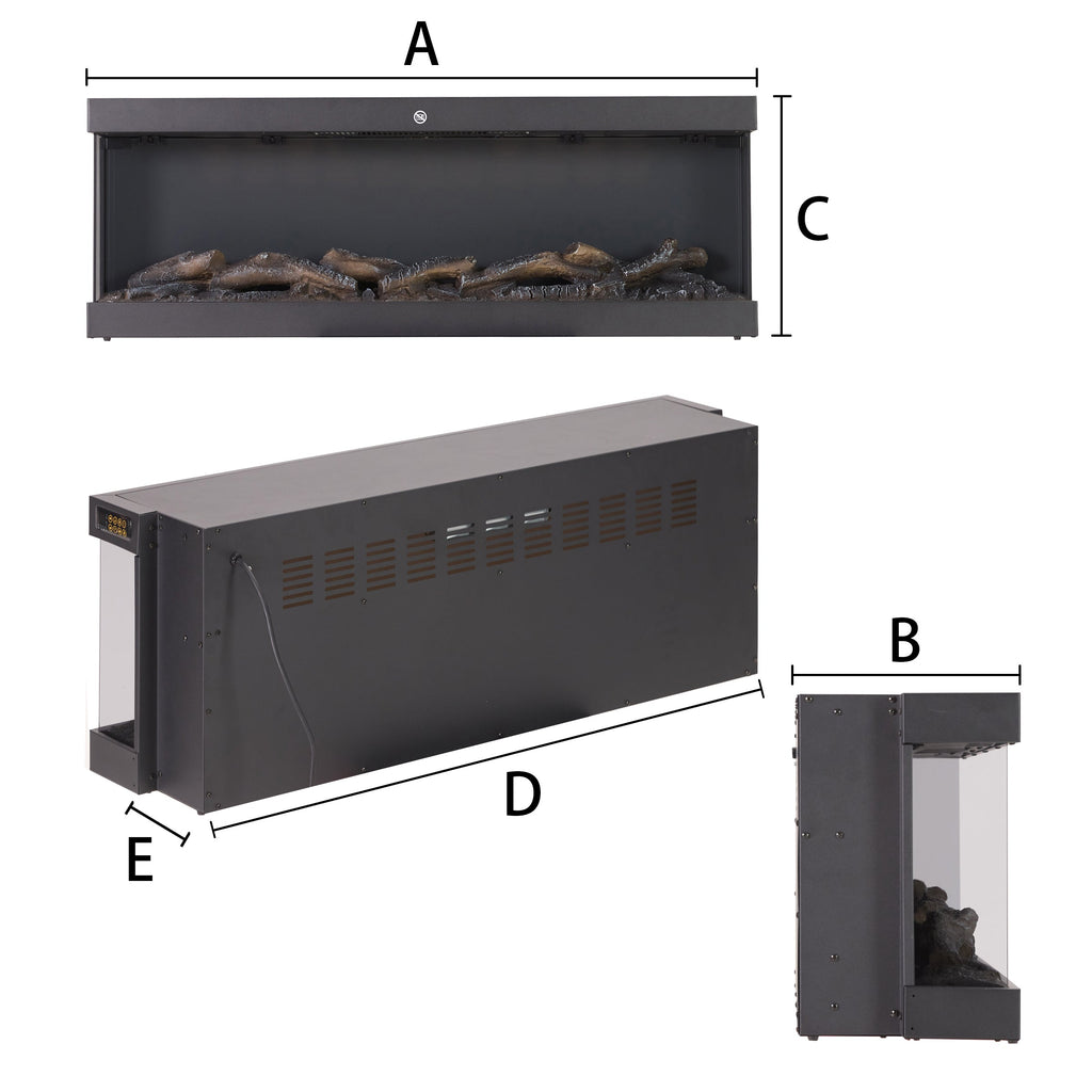 Smallbee 3-Sided Panoramic Media Wall Electric Fireplace, WiFi App Control