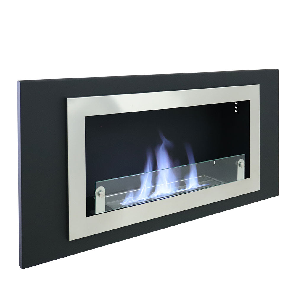 45inch Bio Ethanol Built in Recessed Wall Mount  Fireplace Silver