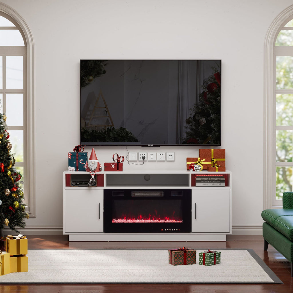 30Inch Electric Fireplace with TV Stand | Large Media Cabinet with 24 Colour Options