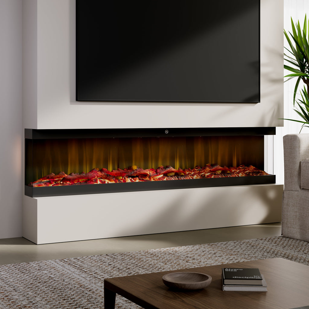 Smallbee 3-Sided Panoramic Media Wall Electric Fireplace, WiFi App Control
