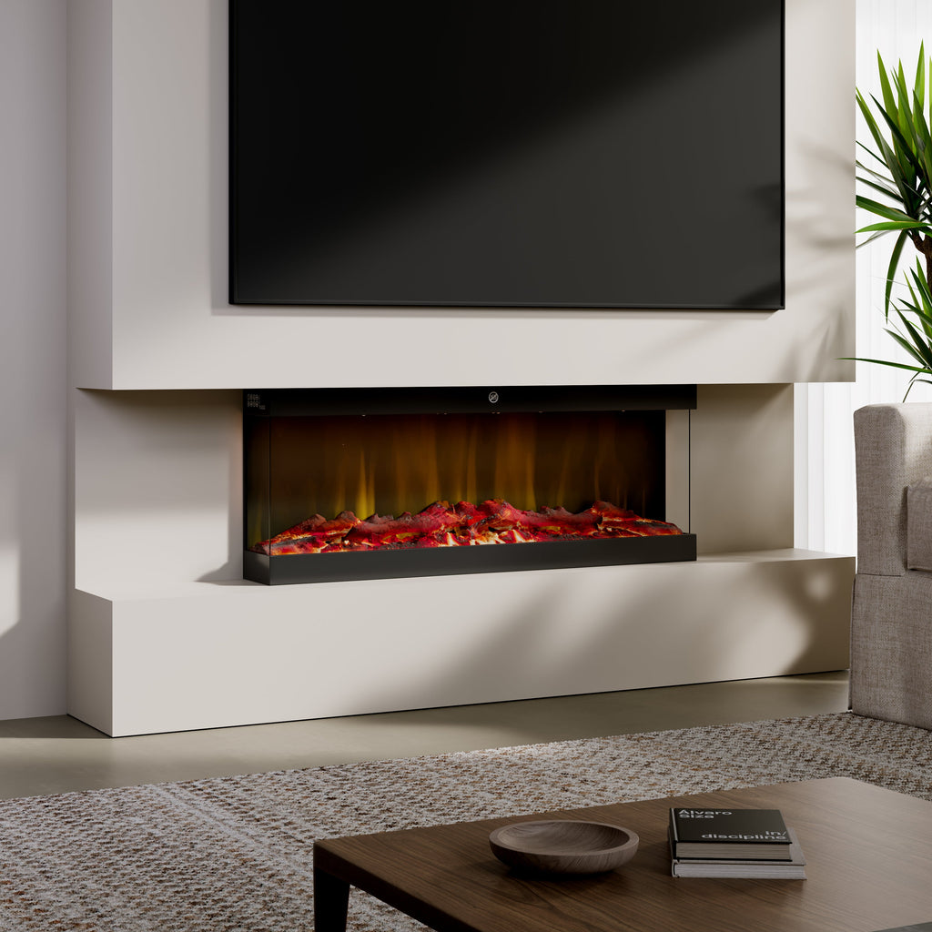 Smallbee 3-Sided Panoramic Media Wall Electric Fireplace, WiFi App Control