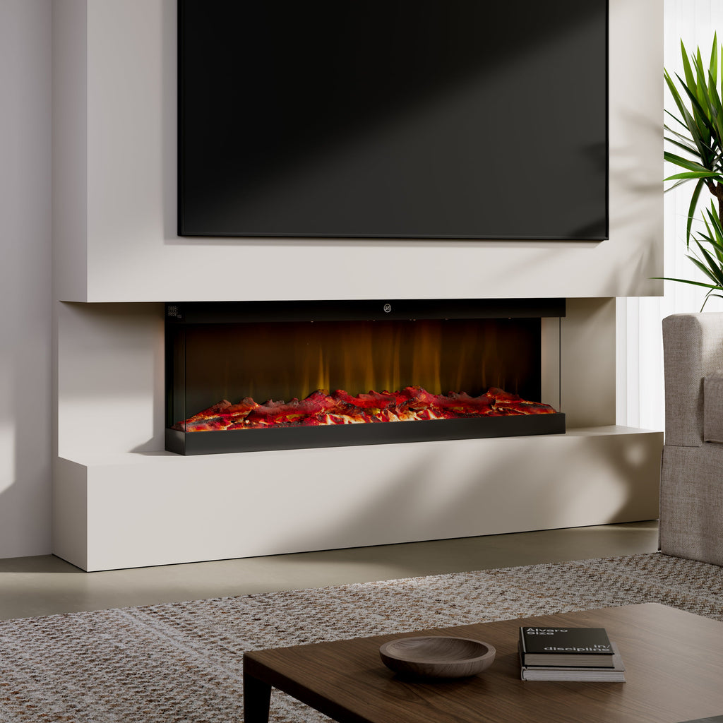 Smallbee 3-Sided Panoramic Media Wall Electric Fireplace, WiFi App Control