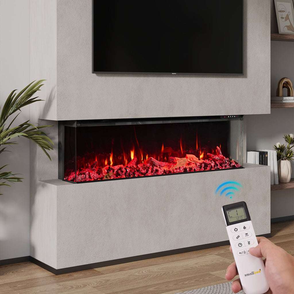 50/60/70/80inch 3-sided Electric Fireplace with Adjustable Color, Temperature and Timing, Controlled by APP