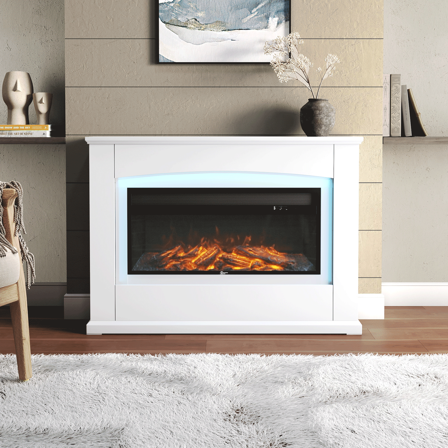 Sophisticated Mantel Electric Fireplace Suite with 7-Colour LED Lights