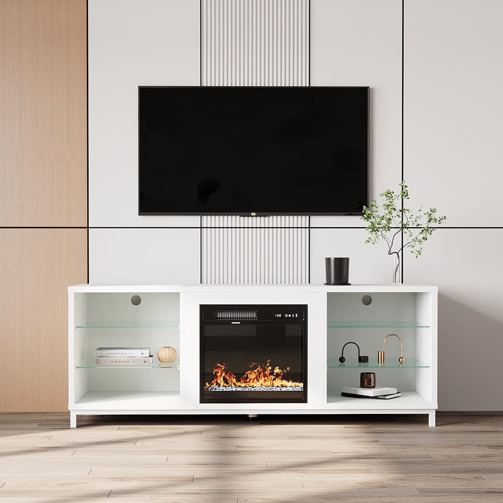 Freestanding TV Stand Entertainment Center with 19" Fireplace