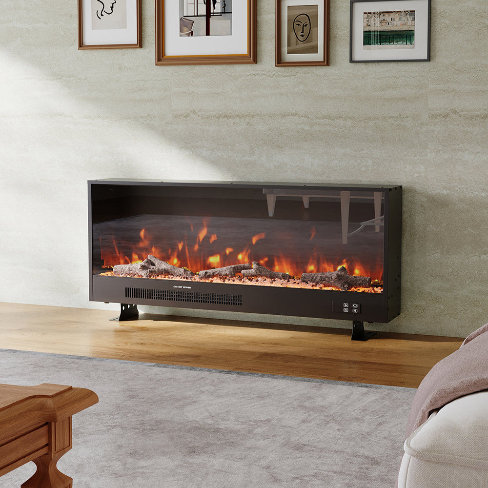 33/46/58inch WiFi Electric Fireplace with LED Display, Realistic Flame Effect & App Control