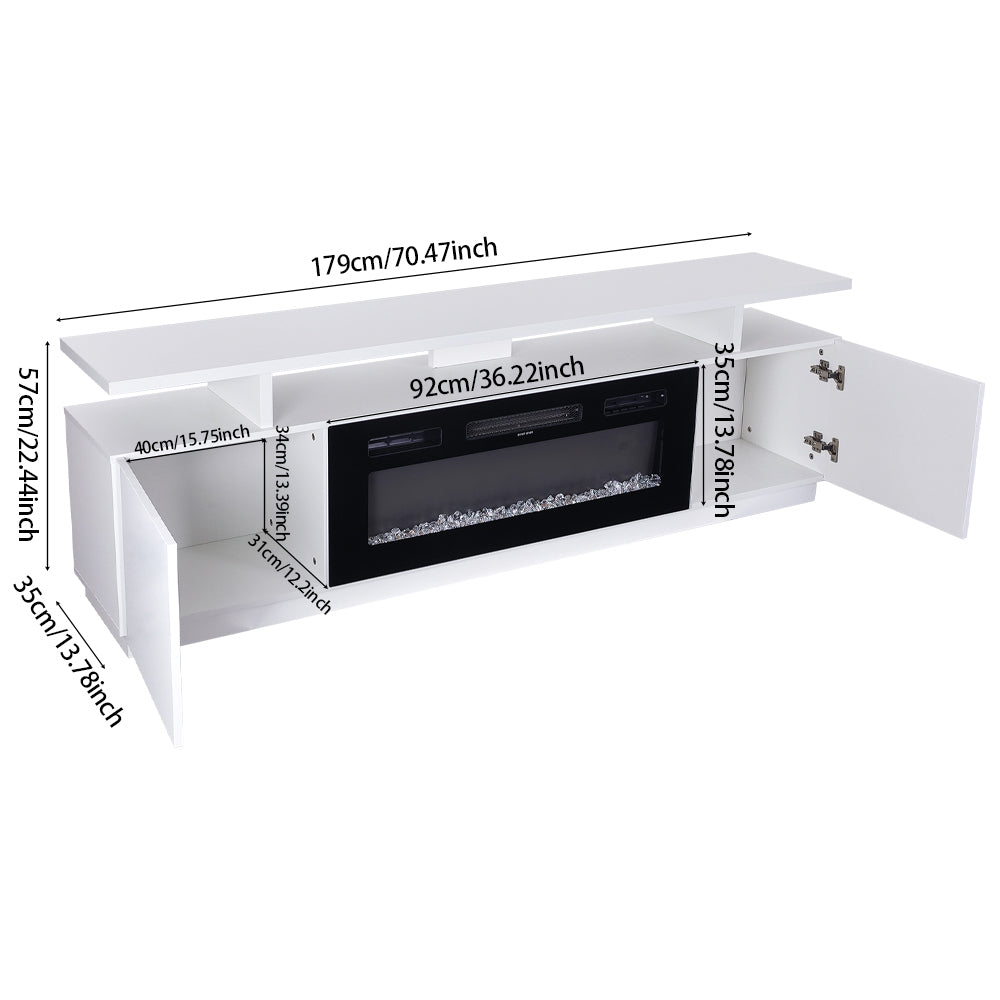 70-Inch Electric Fireplace TV Stand | 12 Flame Colours & Remote Control