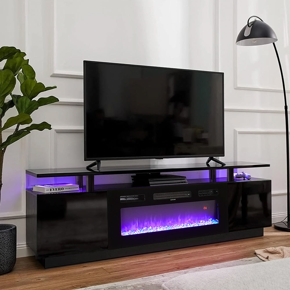 70-Inch Electric Fireplace TV Stand | 12 Flame Colours & Remote Control