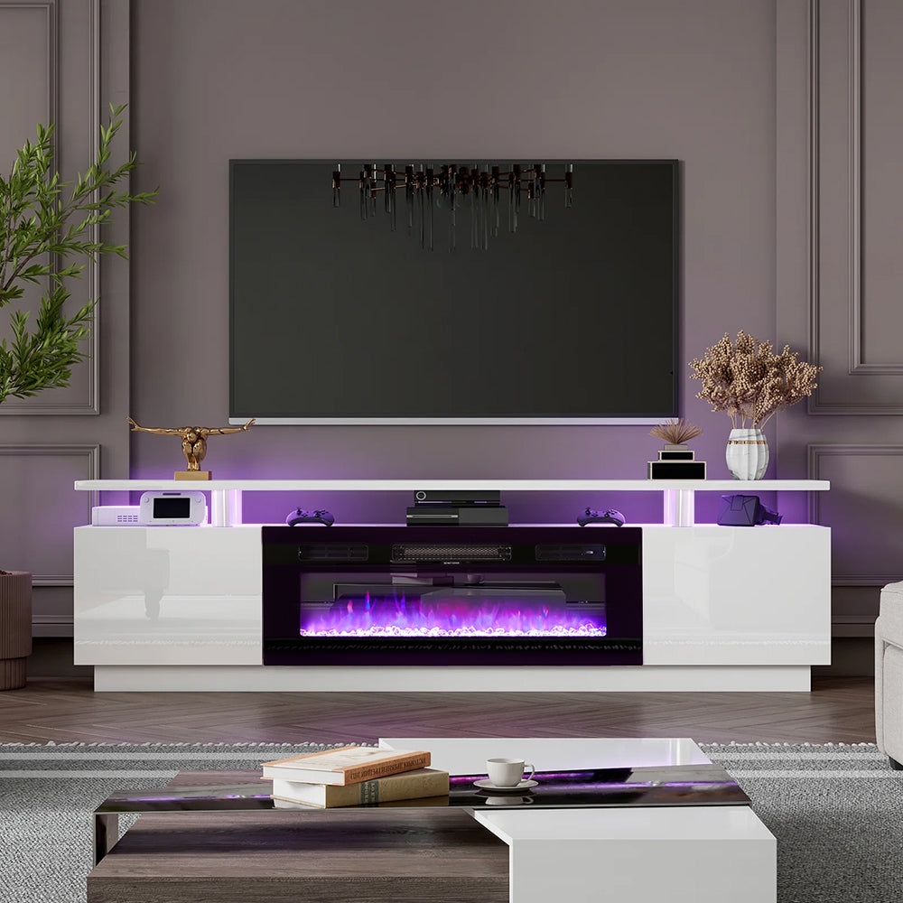 70-Inch Electric Fireplace TV Stand | 12 Flame Colours & Remote Control