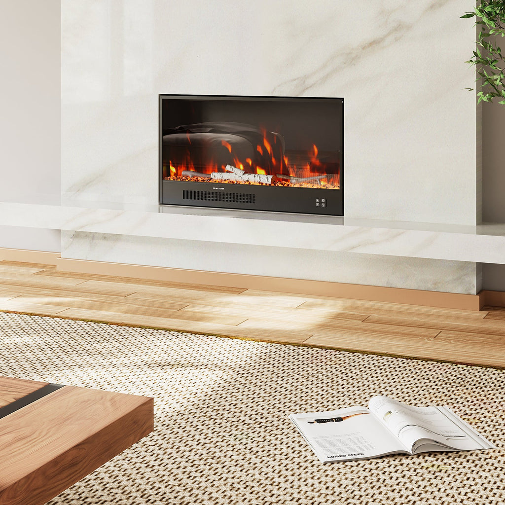 33/46/58inch WiFi Electric Fireplace with LED Display, Realistic Flame Effect & App Control