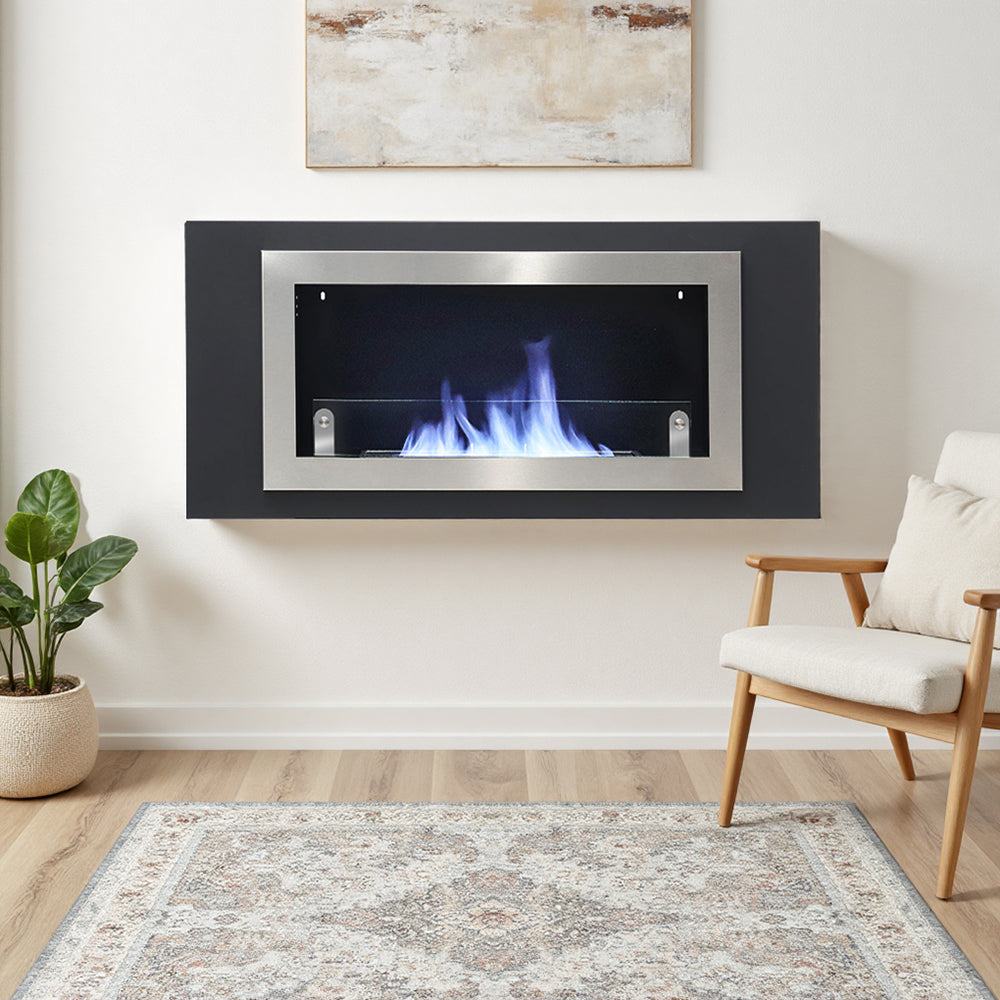45inch Bio Ethanol Built in Recessed Wall Mount  Fireplace Silver