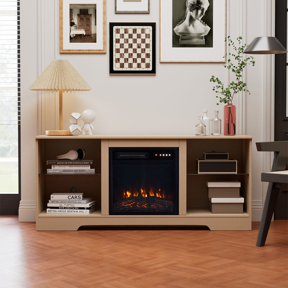Fireplace Cabinet with 18inch Electric Fire | Touchscreen-enabled, remote-controlled, timer-operated