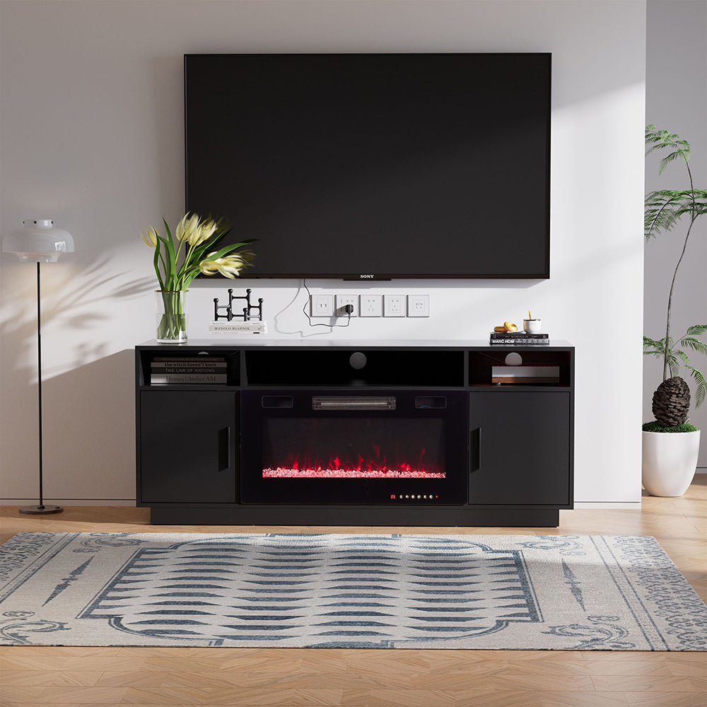 30Inch Electric Fireplace with TV Stand | Large Media Cabinet with 24 Colour Options