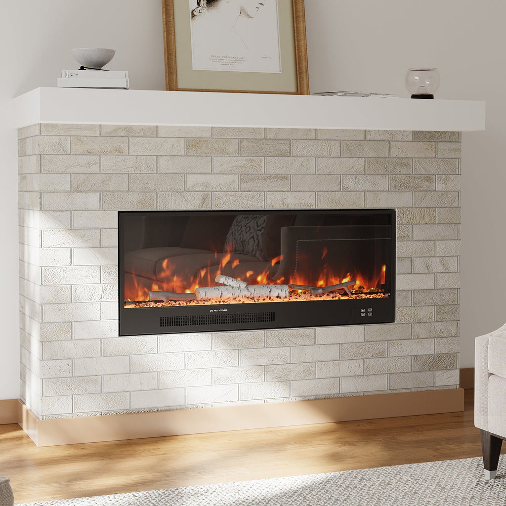 33/46/58inch WiFi Electric Fireplace with LED Display, Realistic Flame Effect & App Control