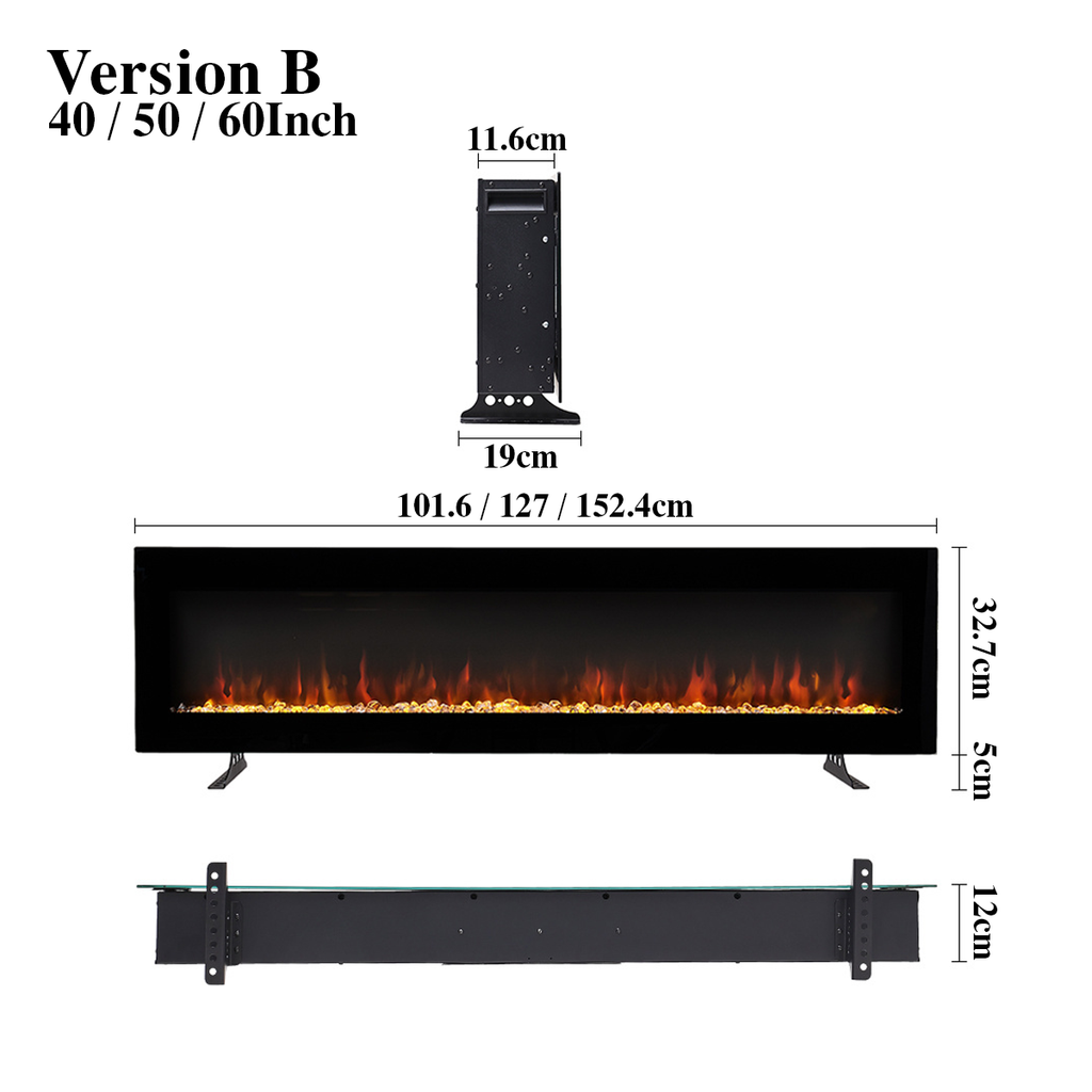 Media Wall Fireplace | 3-in-1 Electric Fireplace Insert with Realistic LED Flames